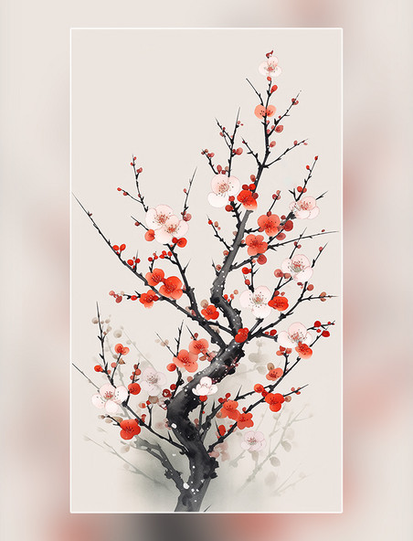 艺术植物梅花中国风格艺术水墨