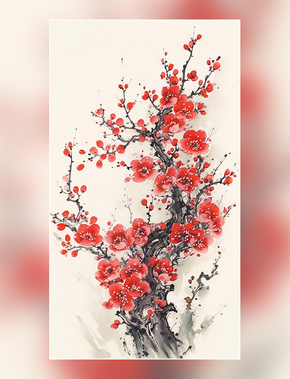 中国风格梅花中国风格艺术植物水墨