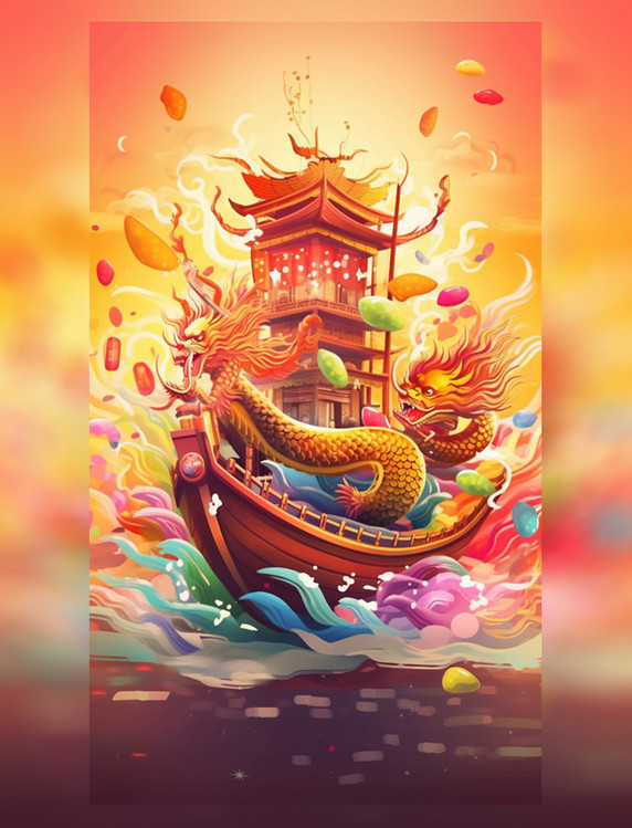 端午端午节龙舟场景