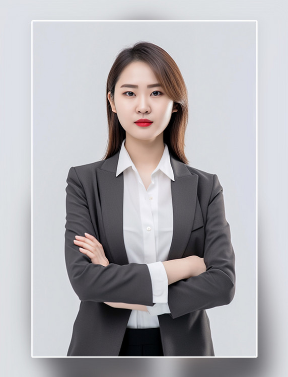 灰色西装长发女性职场白领人像美女半身照职业装职业照