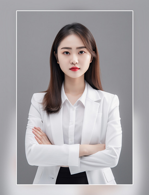 白色西装女性职场办公白领人像美女半身照职业装职业照