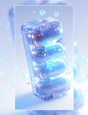 新能源锂电池锂离子电池酷炫概念图蓝色