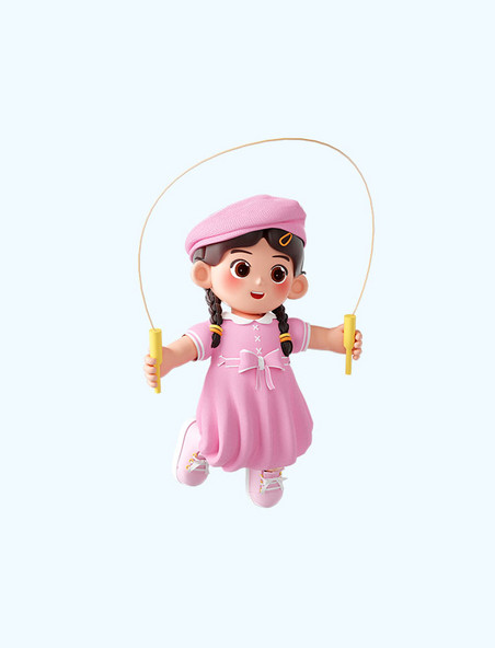儿童节3D立体可爱人物跳绳