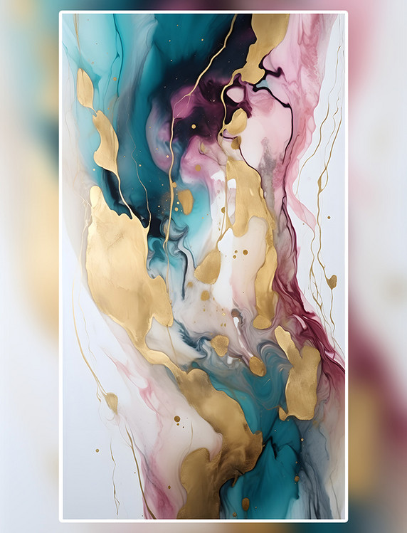 溪水潺潺鎏金大理石贴图