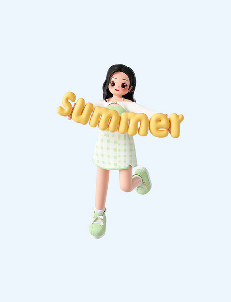 夏天3D立体时尚人物
