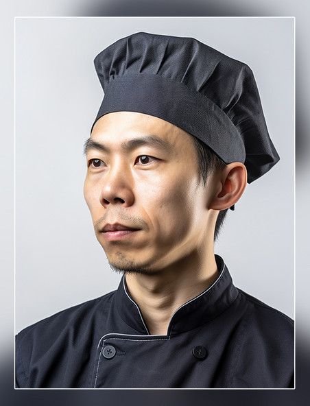 一张厨师长的照片亚洲面孔男性全身照戴着厨师帽人像摄影
