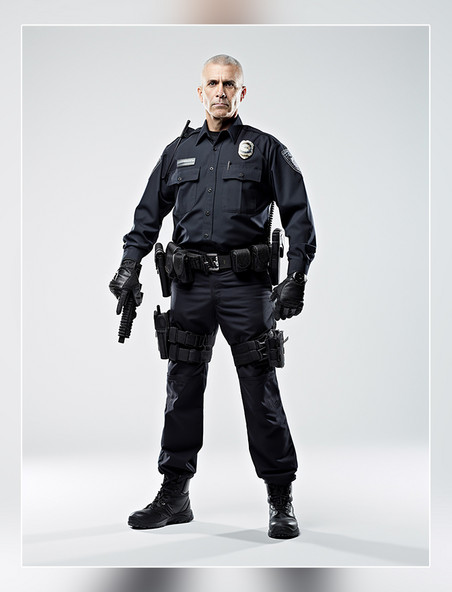 人像摄影风格警察照片全身照成年男性站立穿着警服