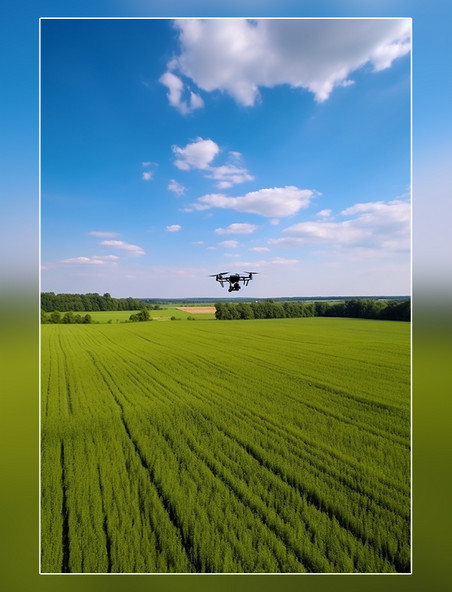 无人机农业场景摄影阳光明媚绿色春天蓝天高清摄影图