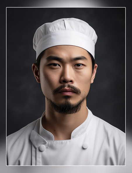厨师长的照片亚洲面孔男性全身照戴着厨师帽人像摄影