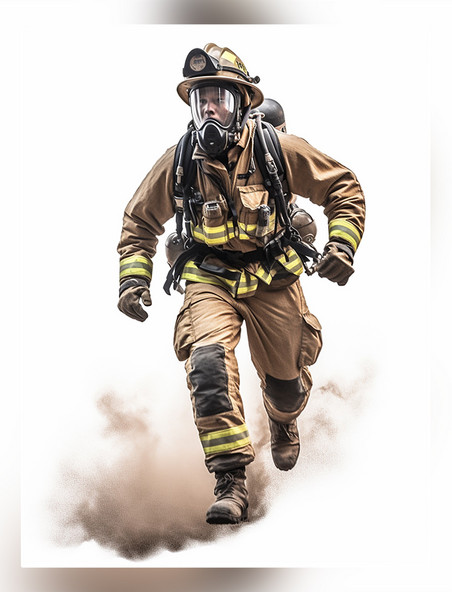 专业消防员照片奔跑全身照穿着消防服成年男性人像摄影风格