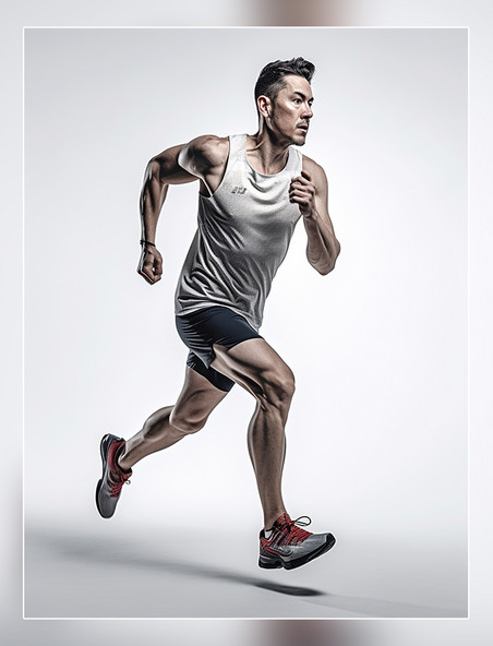 穿着运动衣人像摄影风格一张运动员照片全身照成年男性奔跑姿势