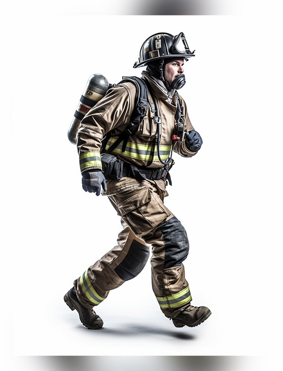 专业消防员照片全身照穿着消防服成年男性人像摄影