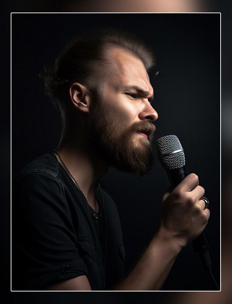 超酷的一张歌手唱歌照片男性拿着话筒唱歌人像摄影风格