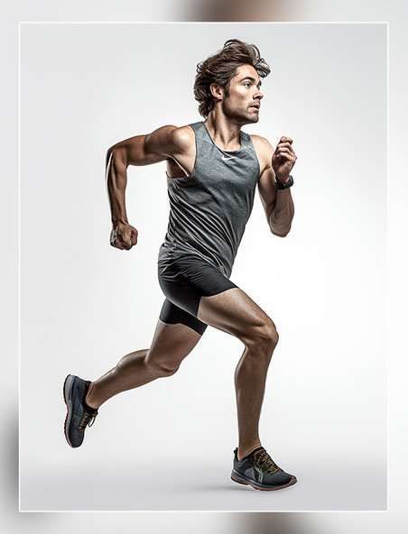 一张运动员照片穿着运动衣人像摄影风格全身照成年男性奔跑姿势