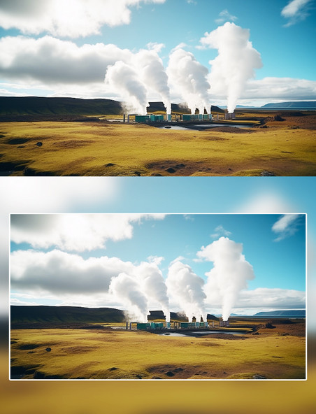 蓝天白云地热能场景摄影新能源