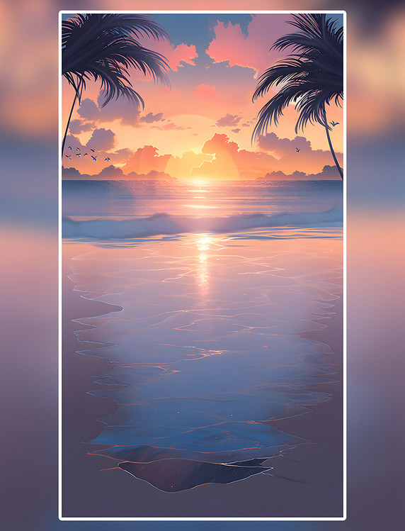 明亮海滩边上夏天度假旅游休闲旅行