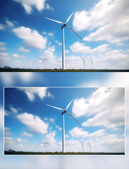 蓝天白云风能摄影新能源环保