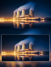 夜晚灯光核能新能源环保摄影
