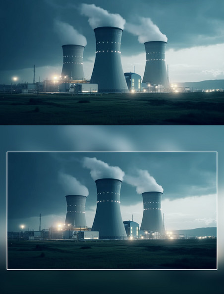核能发电夜晚摄影新能源环保