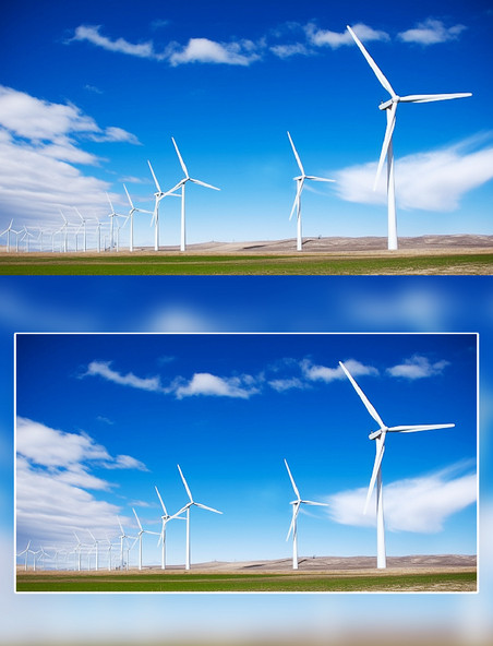 蓝天白云风扇风能场景摄影新能源环保