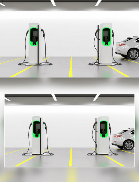 停车场新能源汽车充电桩摄影