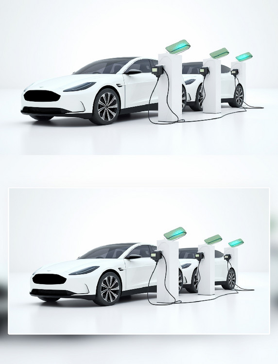 汽车新能源充电桩充电场景摄影