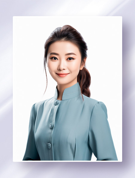 穿着工作服微笑的美女礼仪小姐服务员摄影图人物人像半身照