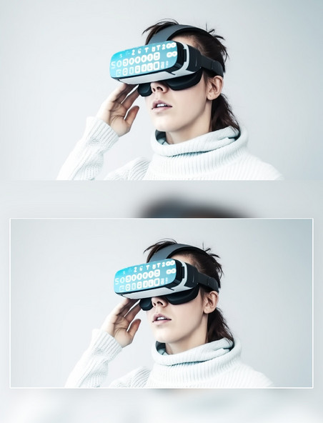 女性佩戴VR眼镜摄影元宇宙科技