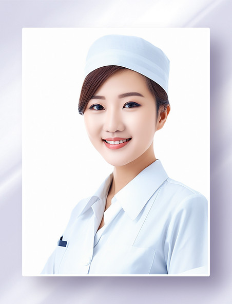 穿着白色护士服的微笑美丽女护士小姐姐摄影图半身照