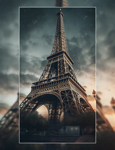 国外钢架结构建筑法国巴黎铁塔地标建筑旅游