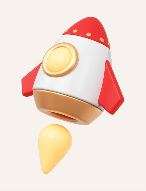 C4D立体商务火箭图标