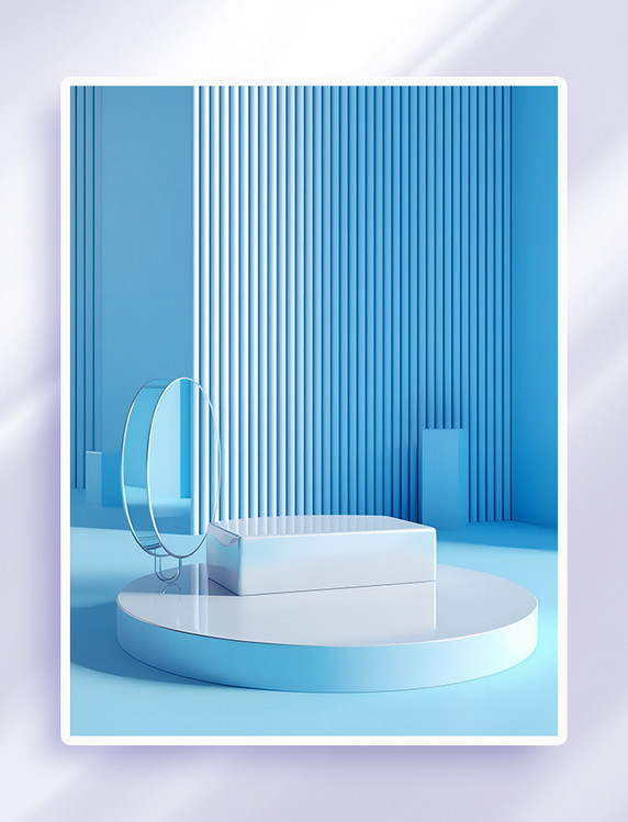 蓝色促销电商产品展台背景