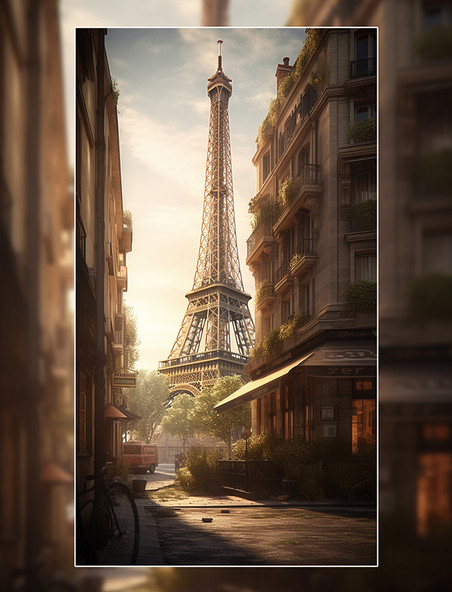 国外建筑大楼街道法国巴黎铁塔地标