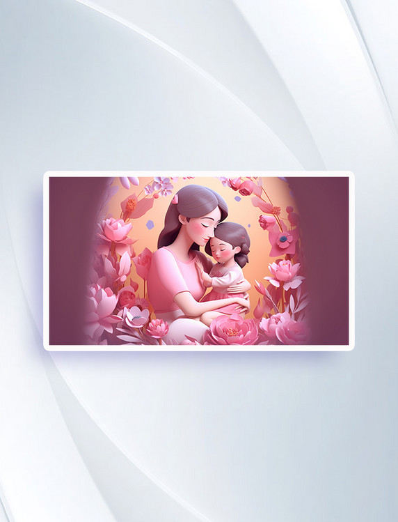 温馨母亲节亲情插画