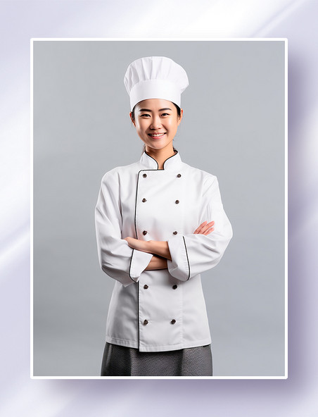 女性厨师美女微笑穿着厨师服人物摄影半身照人物