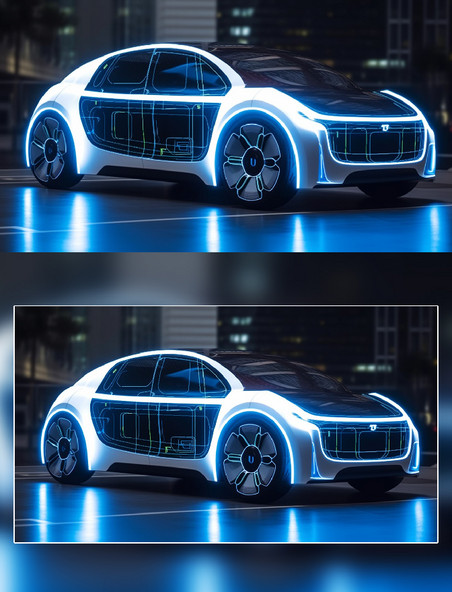 智能汽车未来科技发光线条