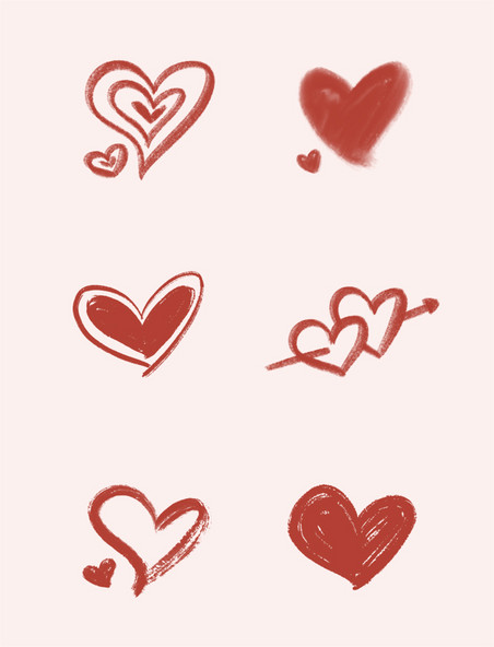 520情人节红色涂鸦手绘心形爱心装饰元素