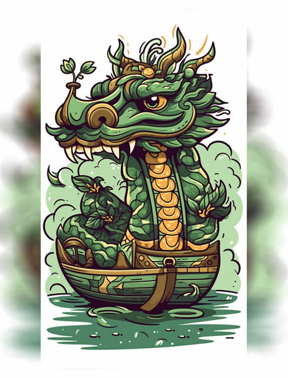 端午端午节龙舟漫画风