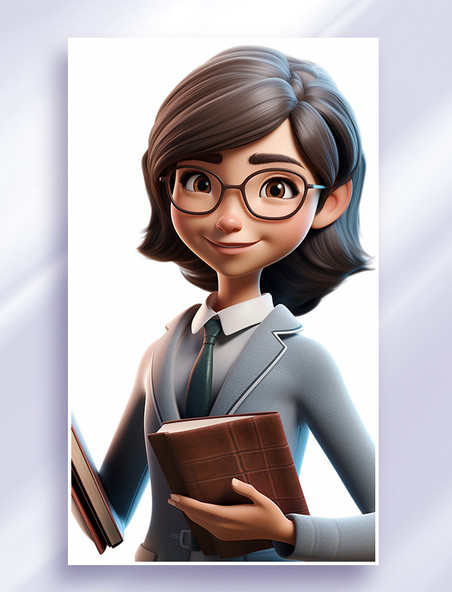3D可爱风皮克斯风格人物肖像头像律师法务职业女性女孩2