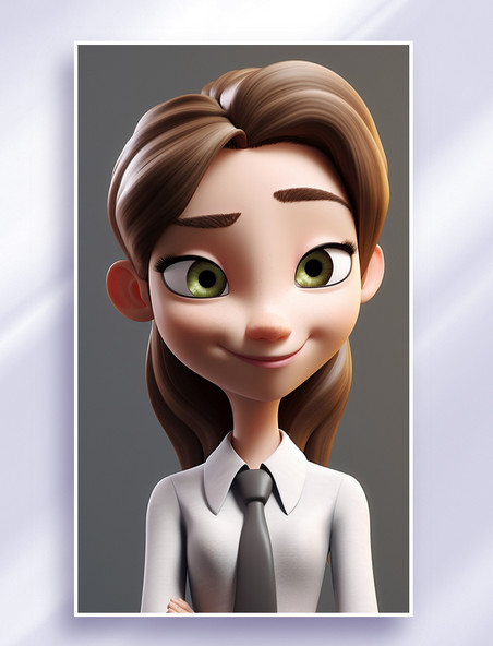 3D可爱风皮克斯风格人物肖像头像白领办公室职员女性女孩2