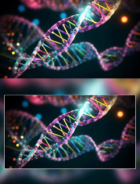 螺旋DNA基因彩色发光效果