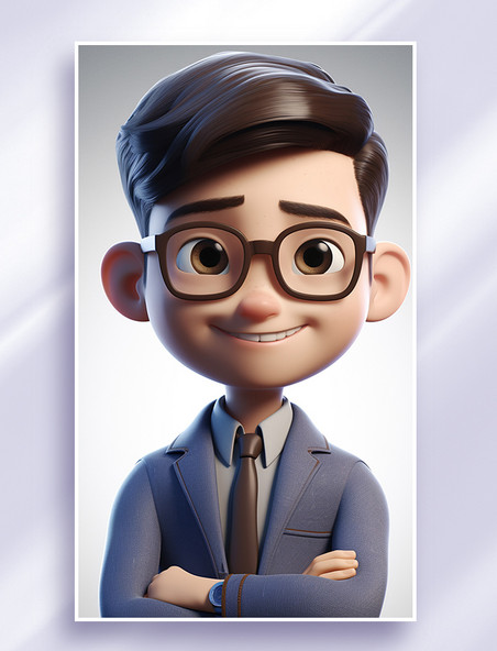3D可爱风皮克斯风格人物肖像头像银行金融商务咨询职业男孩男性2