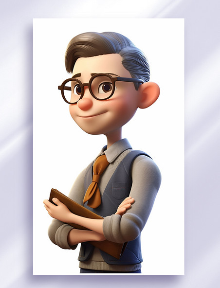 3D可爱风皮克斯风格人物肖像头像教师老师男孩男性1