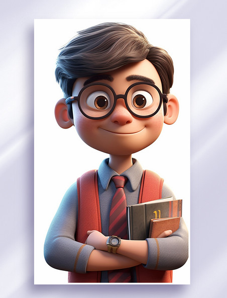 3D可爱风皮克斯风格人物肖像头像教师老师男孩男性2