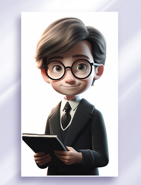 3D可爱风皮克斯风格人物肖像头像律师法务职业男孩男性1