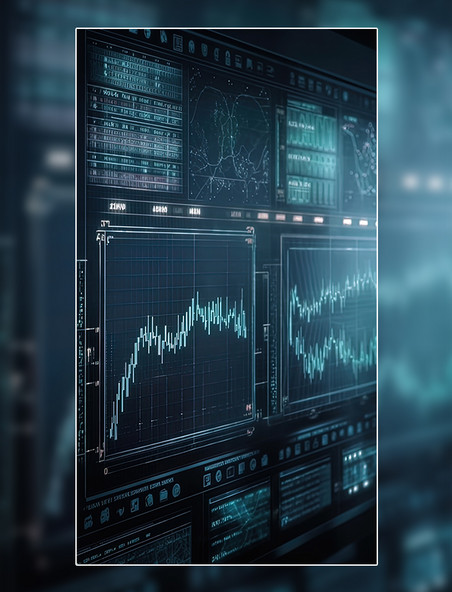 蓝色科技金融数据概念图股票