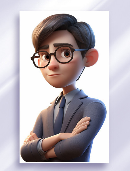 3D可爱风皮克斯风格人物肖像头像白领办公室职员男孩男性2