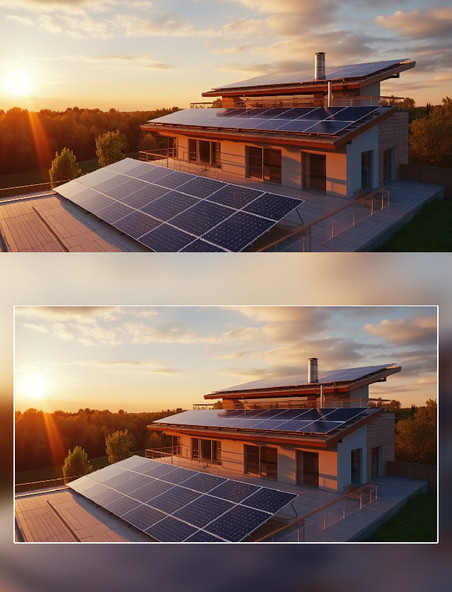 光伏屋顶场景摄影新能源环保太阳能