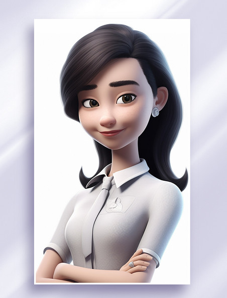 3D可爱风皮克斯风格人物肖像头像银行金融商务咨询职业女性女孩1