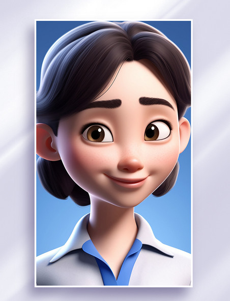 3D可爱风皮克斯风格人物肖像头像人事行政文员职业女性女孩1